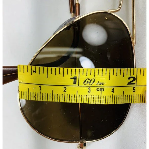 Ray-Ban P Polarized Aviator Sunglasses Vtg Italy Gold Metal Large Oval Preppy - Picture 11 of 16